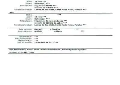 birth certificate Portugal