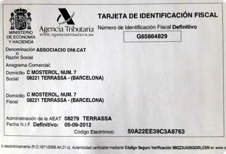 NIF Spain model document